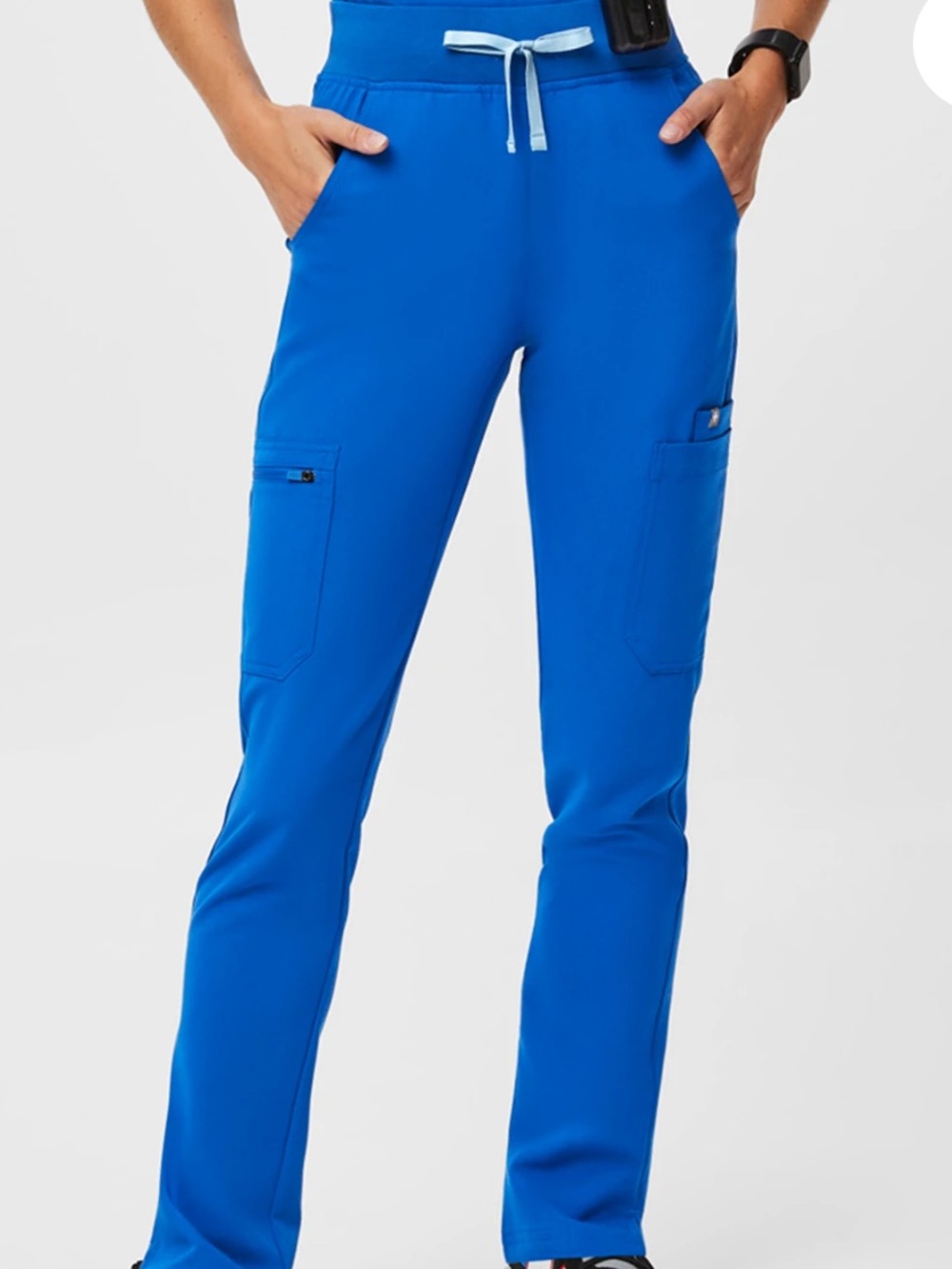 Figs yola high rise slim royal blue scrub pants size small .